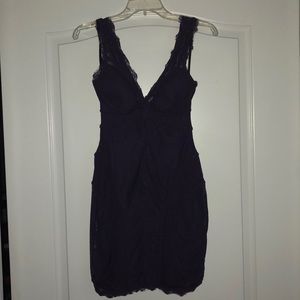 BEBE Dark Purple Bodycon Lace Mini Dress. Size S